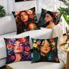 Boho Floral Girl Pillow Covers, Flower Crown Woman Decorative Throw Pillow Cases, Artistic Home Decor For Sofa Bed, No Insert
