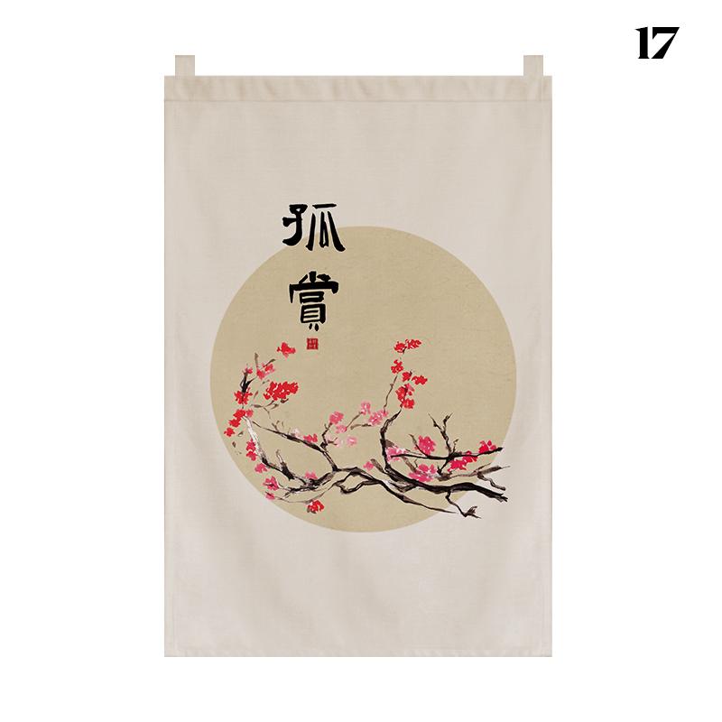Chinese Style Short Door Curtain Drapes Kitchen Partition Restaurant Tea House Hanging Curtain Pennant Izakaya Decor Shop Sign