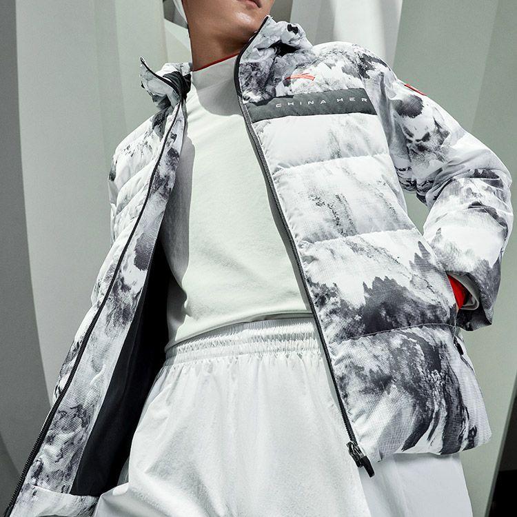 Anta Training Series Full Print Logo And Letter Print Short Down Jacket Men Outerwear Multicolor 152247917-2