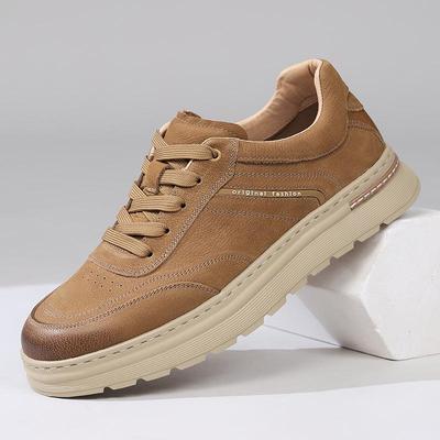 Men's Trendy Retro Leather Skate Shoes - Autumn 2025 Collection: Thick-Soled Casual Work Footwear 2503.