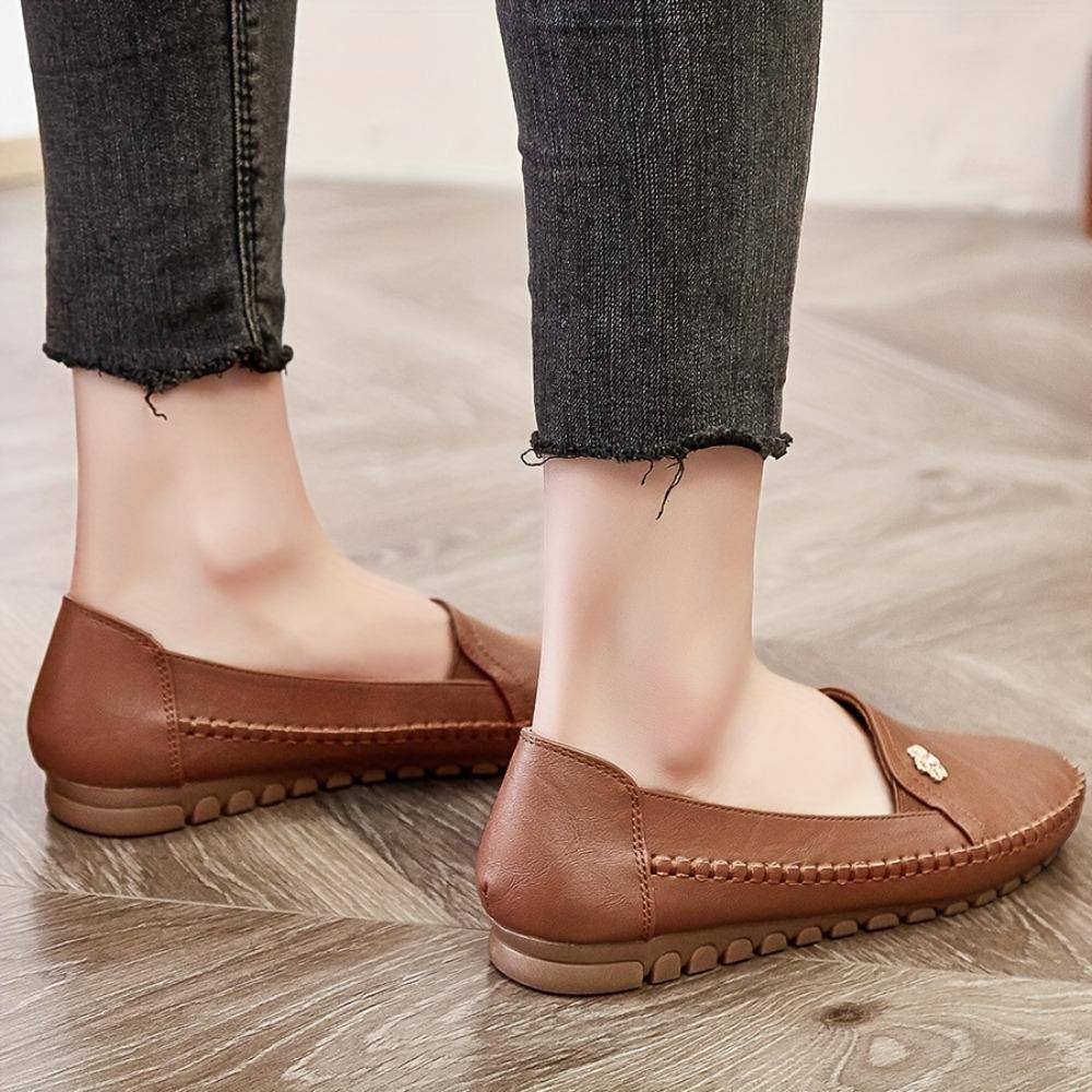 Ladies' Casual Shoes, Anti Slip Soft Soled Shallow Mouth Loafers, Spring and Summer Styles, Lightweight and Comfortable Flat Shoes for One Foot