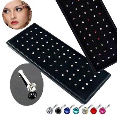 60 sztuk w pudełku 1.8mm ze stali nierdzewnej diamentowy kolczyk w nosie tytanowy kolczyk w nosie akcesoria do przekłuwania ciała