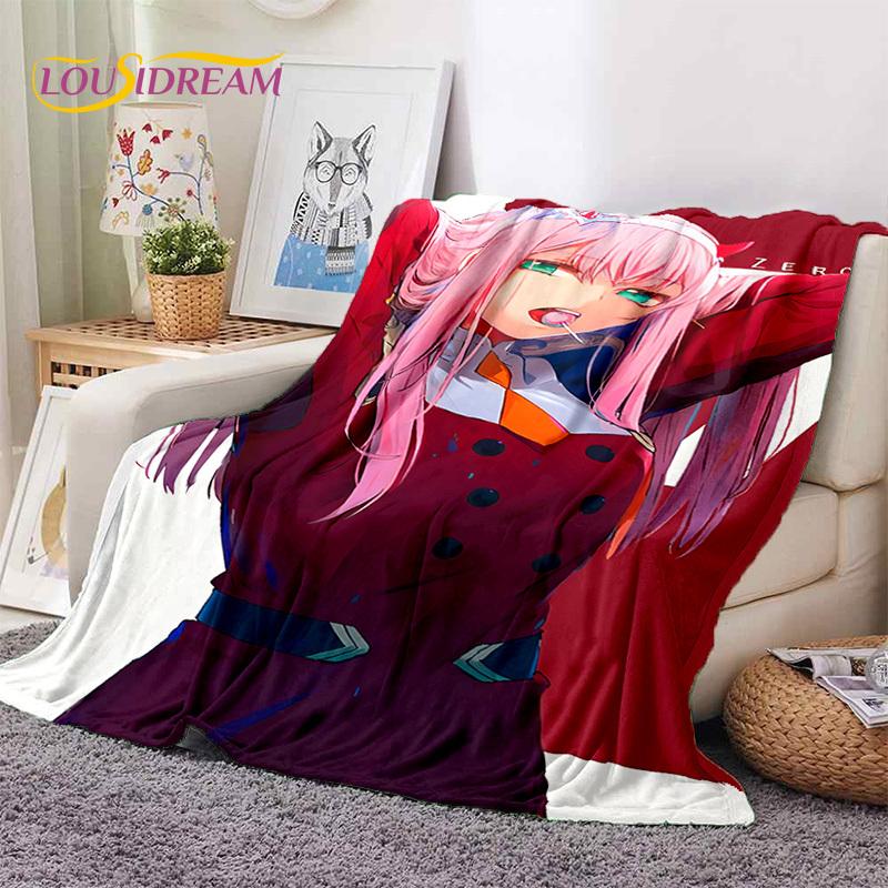 Zero Two Sexy Girl DARLING in The FRANXX Cartoon Flannel Blanket for Bed Bedroom Sofa Picnic,Throw Blanket for Outdoors Leisure