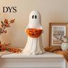 Decorative Pumpkin Snack Bowl Resin Ghost Statue with Candy Bowl, Cute Figurine, Trick Fall Harvest Home Decor or Treat Holder for Front Porch