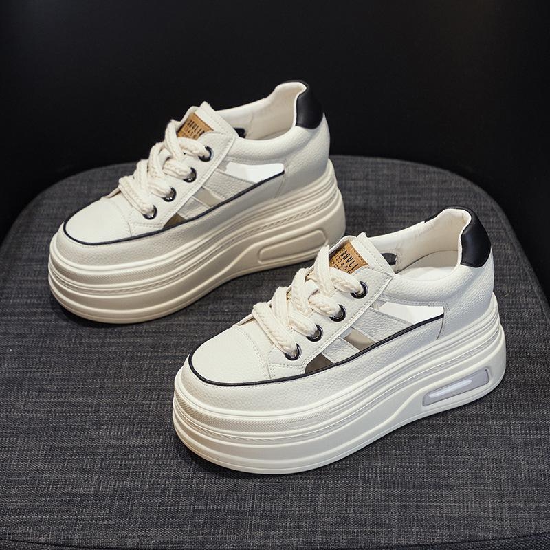 Small Women's Shoes In the Autumn of 2025 New Thick-soled Wedge Heel Muffin Heel Women's Shoes Inner Height Increase Heel Casual Shoes Women's Tide