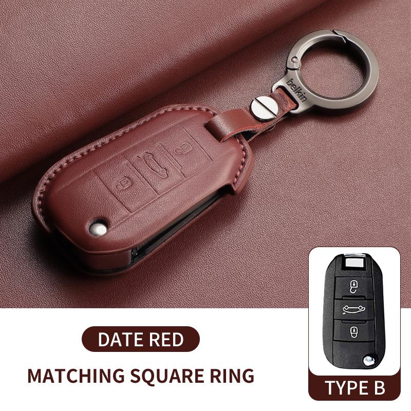

Leather Car Smart Remote Key Case Cover Shell For Citroen C4 C3 C6 Cactus C8 Anti-Scratch Durable Protecter Keychain Accessories