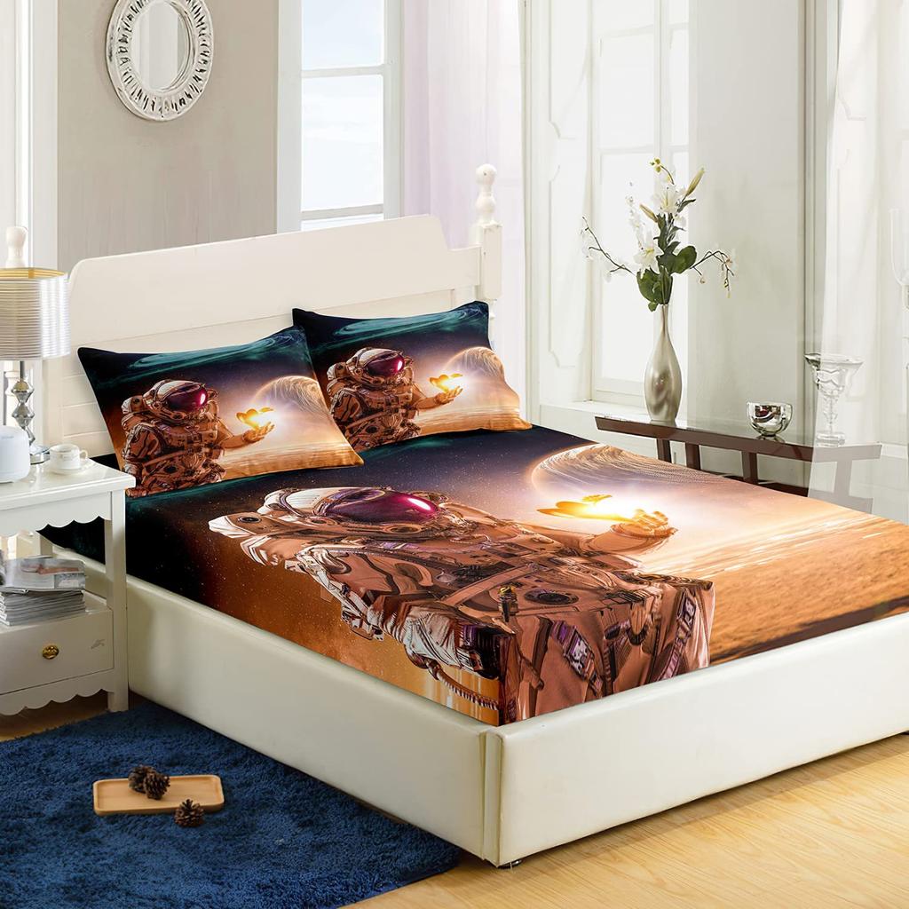 Pink Flamingo Pattern Bed Hat Three-Piece Digital Printing Bedding Bed Hat Three-Piece Set Children And Adults