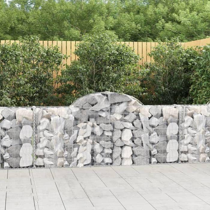 VidaXL Paniers à gabions arqués 10 pcs 200x30x80/100 cm Fer galvanisé, gabion, cage de gabion, panier de mur de gabion, mur 3146097