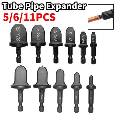 5/6/11PCS Tube Pipe Expander Copper Tube Hex Shank Pipe Expander for Conditione Pipe Takeover Tool