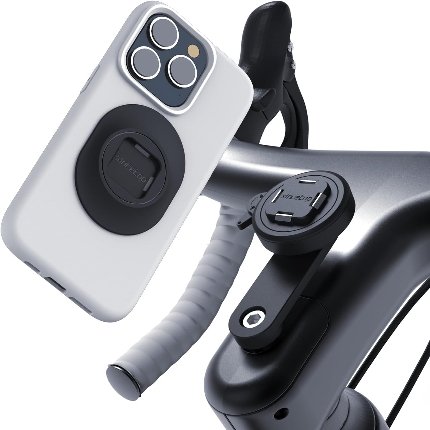 Sincetop Q Series Mountain Bike Phone Holder Universal Stem Cap Holder CNC Aluminum Quick Installation for and Gravel Bikes - Bracket, Alloy, Road,