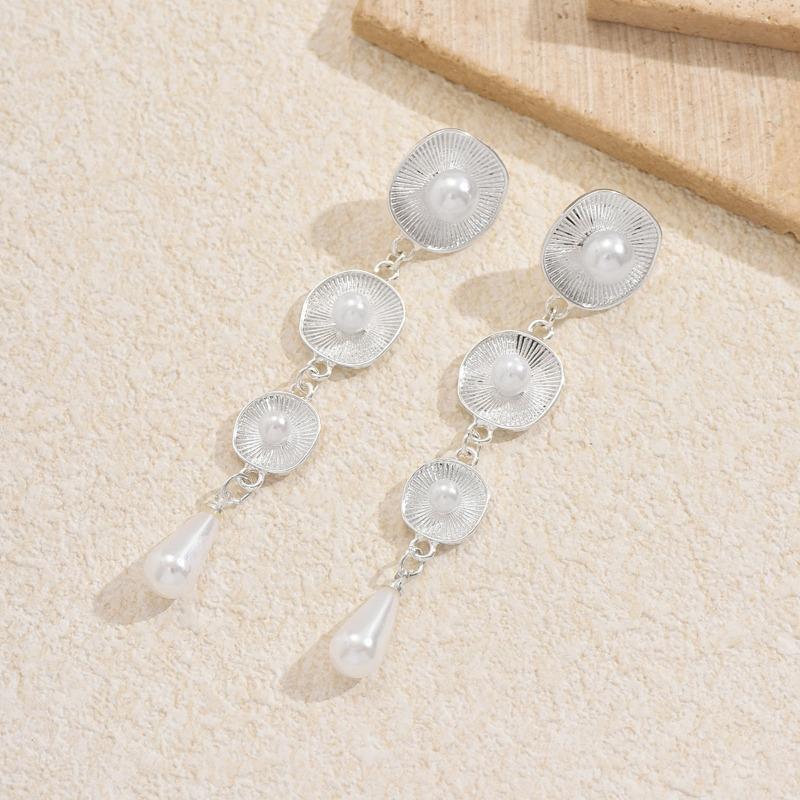 Pearl Earrings Jewelry Round Tassel Niche Stud Earrings Exaggerated Personality Long Water Drop Earrings