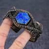 Lapis Lazuli Gemstone Handmade Copper Wire Wrap Cuff Bangle Adjustable g3B60
