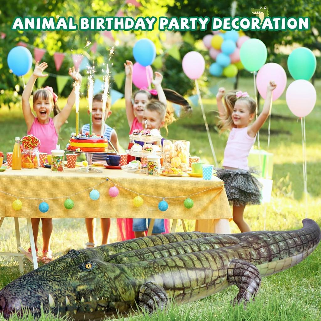 Giant Inflatable Alligator Pool Float,84 inch Animal Themed Pool Toy Ballons for Birthday Pool Halloween Party Decorations,Blow Up Photo Prop,Party