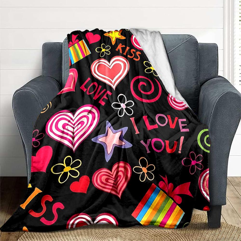 1pc Love, Kiss Blanket Warm, Cozy, And Soft, Suitable for Sofas, Beds, Cars, And Office Use.Perfect for Camping And Travel, Making It a Great Gift for