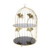 Goldfarbener Vogelkäfig-Form 2-stöckiger Cupcake-Kuchenständer Kosmetik-Aufbewahrungsregal Schmuck-Präsentationsständer Mehrzweck für Zuhause Schlafzimmer Partydeko