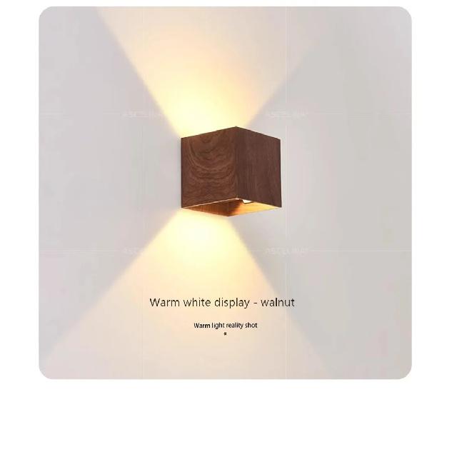 Nordic Wall Lamp Led Up Down Warm Light For Living Room Bedroom Aisle Wall Decor Wood/Walnut Corridor Sconce Decorative Fixture