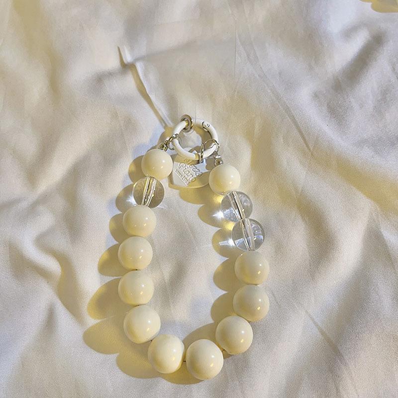 1PCCartoon Love Bow Beads Mobile Phone Chain Lanyard Cute Short Pendant Keychain Hanging Cord Strap Fashion Jewelry Accessories