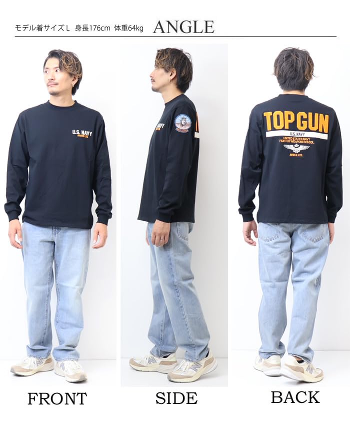 AVIREX TOP GUN Long Sleeve T-Shirt 783-3930017 (Size M, 120 Navy)