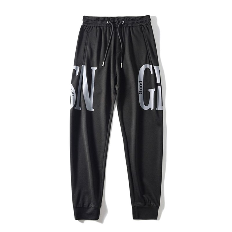Knitting Sports Pants Men s 2024 New Arrival Summer Thin Pants Export Men s Pants Printed Ankle-Tied Sweatpants Casual Pants Black 33