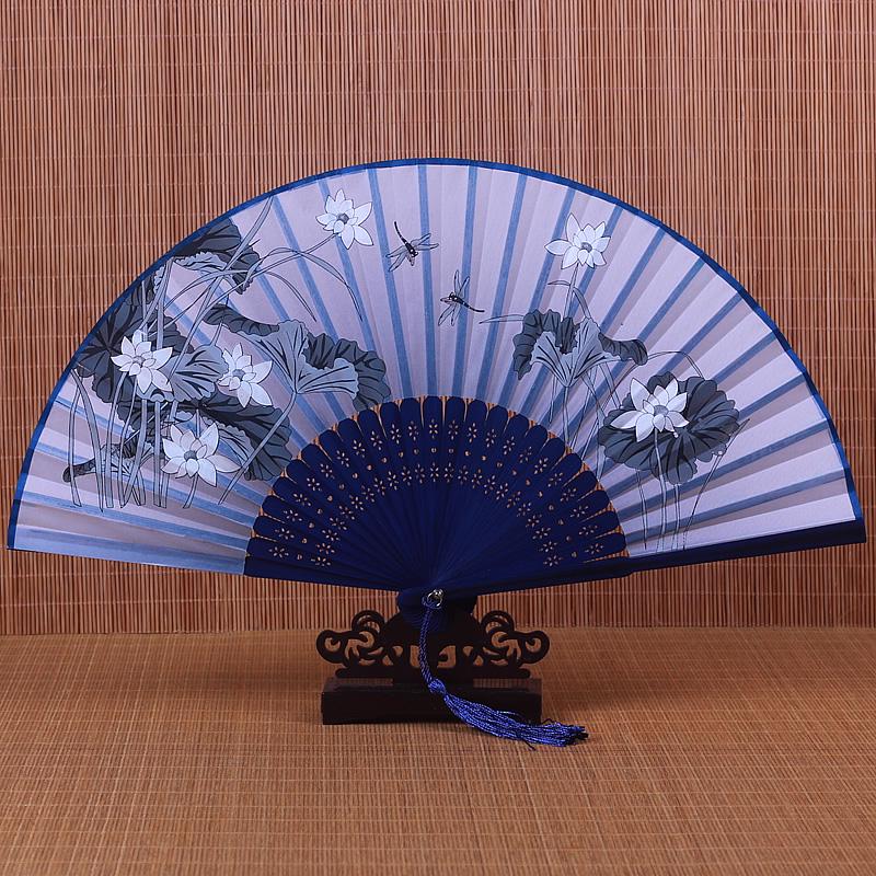 Children's Portable Pink & Blue Folding Dance Fan for Hanfu & Cheongsam