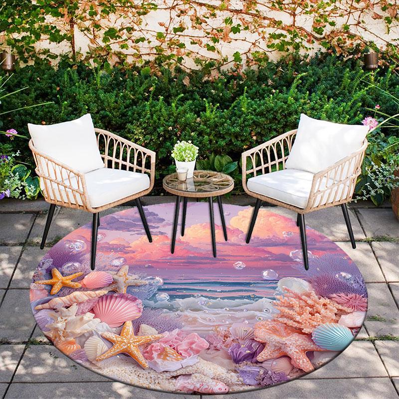 Ocean World Pattern Round rug,Carpet Rug for Living Room Bedroom Playroom ,Non-slip Floor Mat,Holiday Gifts and Birthday Gifts.