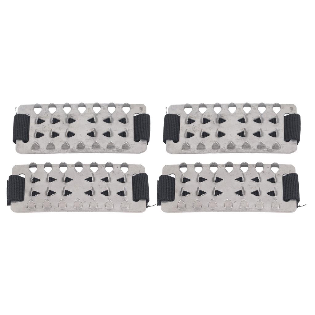 2 Pairs Snow Claw Ice Gripper 26 Points Stainless Steel Hook And Loop Anti Slip Traction Grips