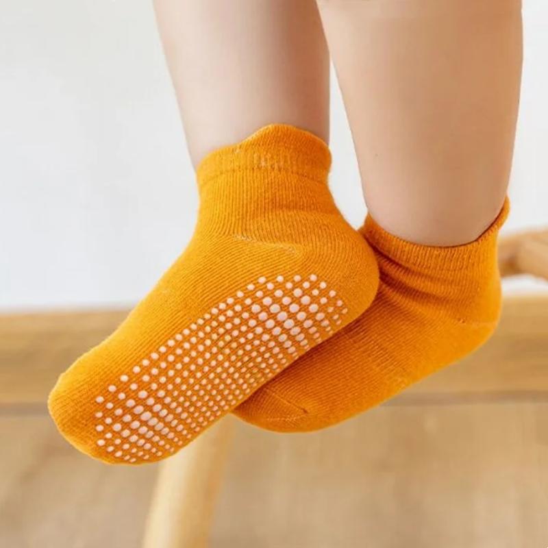 6Pairs/Lot Kids Girls Boys Floor Socks Pure Colour Sport Cotton Children's Anti-slip Casual Boat Socks For Boys 0-7Years Summer