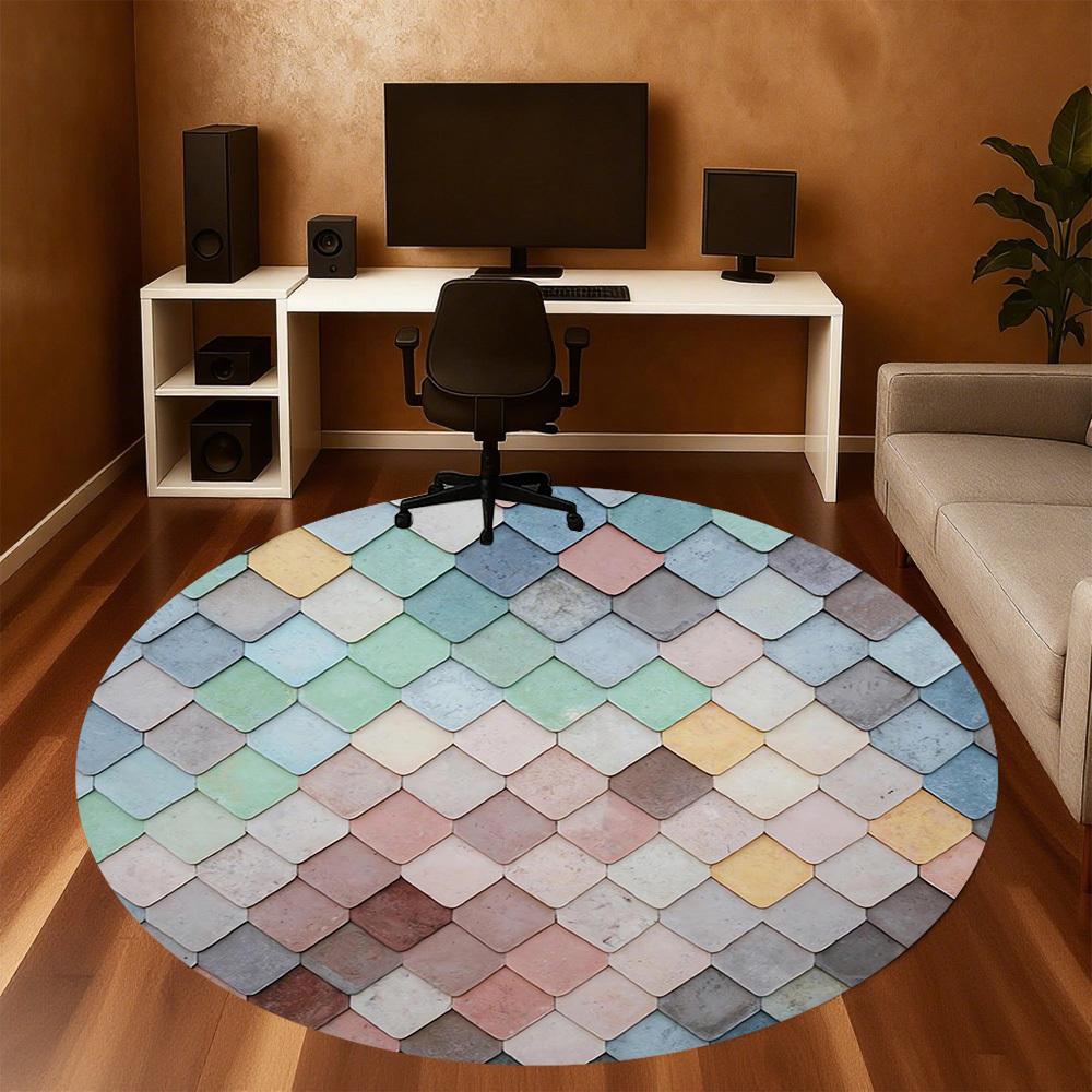 1pc tile pattern Round Chair mat Area Rug - Non-Slip, Floor Mat for Office, Bedroom, and Indoor Decor c1118119
