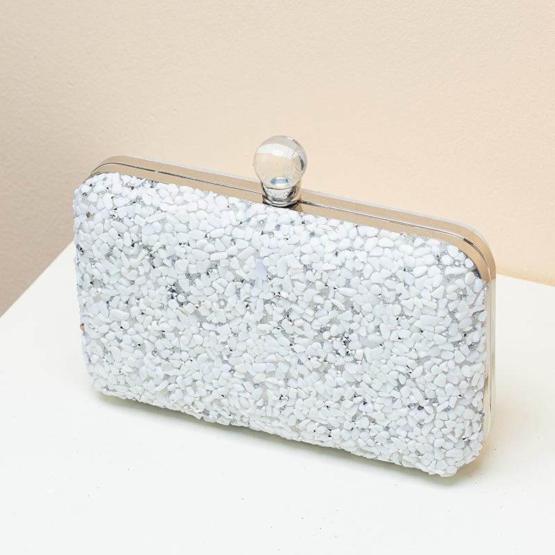 

Purple Purse Luxury Designer Evening Bag for Women Multi-color Handbags Stone Decoration Ladies Clutches Pearl Hasp Sling Bag