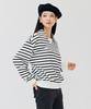 CHASECULT Women'S Striped Collared Sweatshirt - Ivory