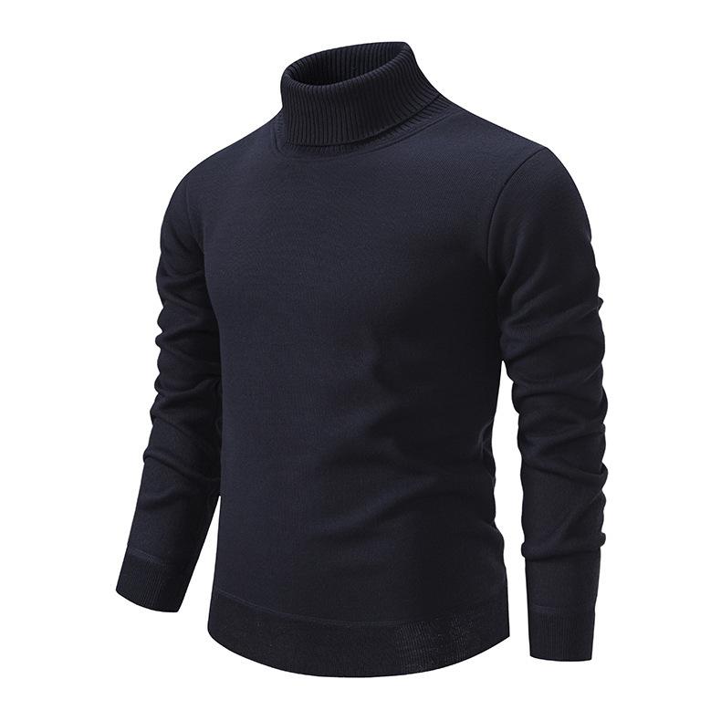 Autumn And Winter Men'S Turtleneck Sweater Men'S Fleece Knitted Sweater Men'S Pullover Long-Sleeved Bottoming Shirt