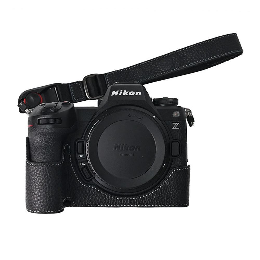 

Z 6III Litchi Skin Genuine Leather Camera Half Body Case For Nikon Z6III Z63 Battery Opening Bottom Cover With Strap
