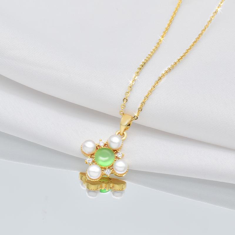 Cross Emerald Necklace Women'S Light Luxury Retro Trend Versatile Collarbone Chain