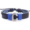 Handmade Woven Leather Bracelet with English Letter Charms