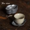 Japanese Retro Pure Tin Coaster Zen Tea Saucer Insulation Pad Old Tin Tea Coaster Cup Holder Tea Ceremony Tea Set Accessories