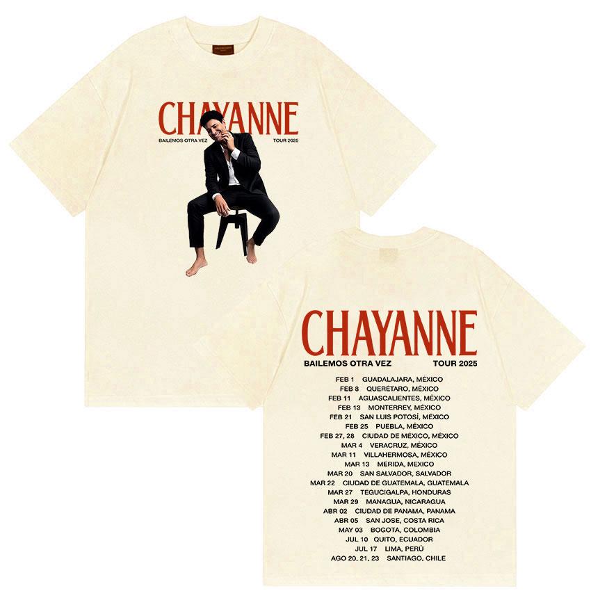 Rapper Chayanne Bailemos Otra Vez Tour 2026 Album T Shirt Men Hip Hop Gothic Punk Tshirts 90s Vintage Oversized Cotton Tshirts