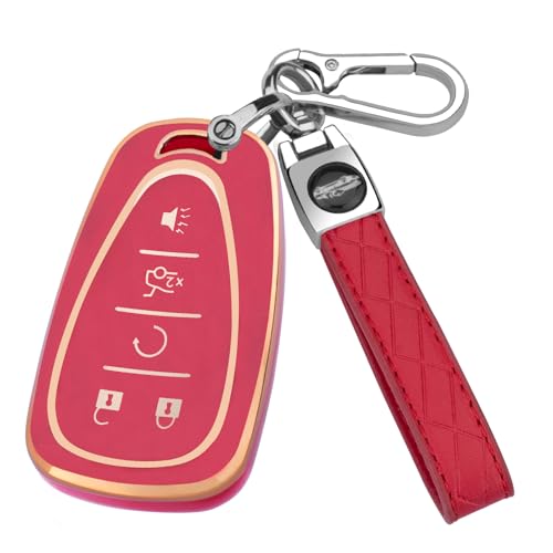 Für Chevy Autoschlüsselhülle mit Schlüsselanhänger, Weiche TPU-Schlüsselhülle Schale Vollschutz für 2016-2021 Chevy Equinox Malibu Camaro Cruze Blazer Traverse Trax