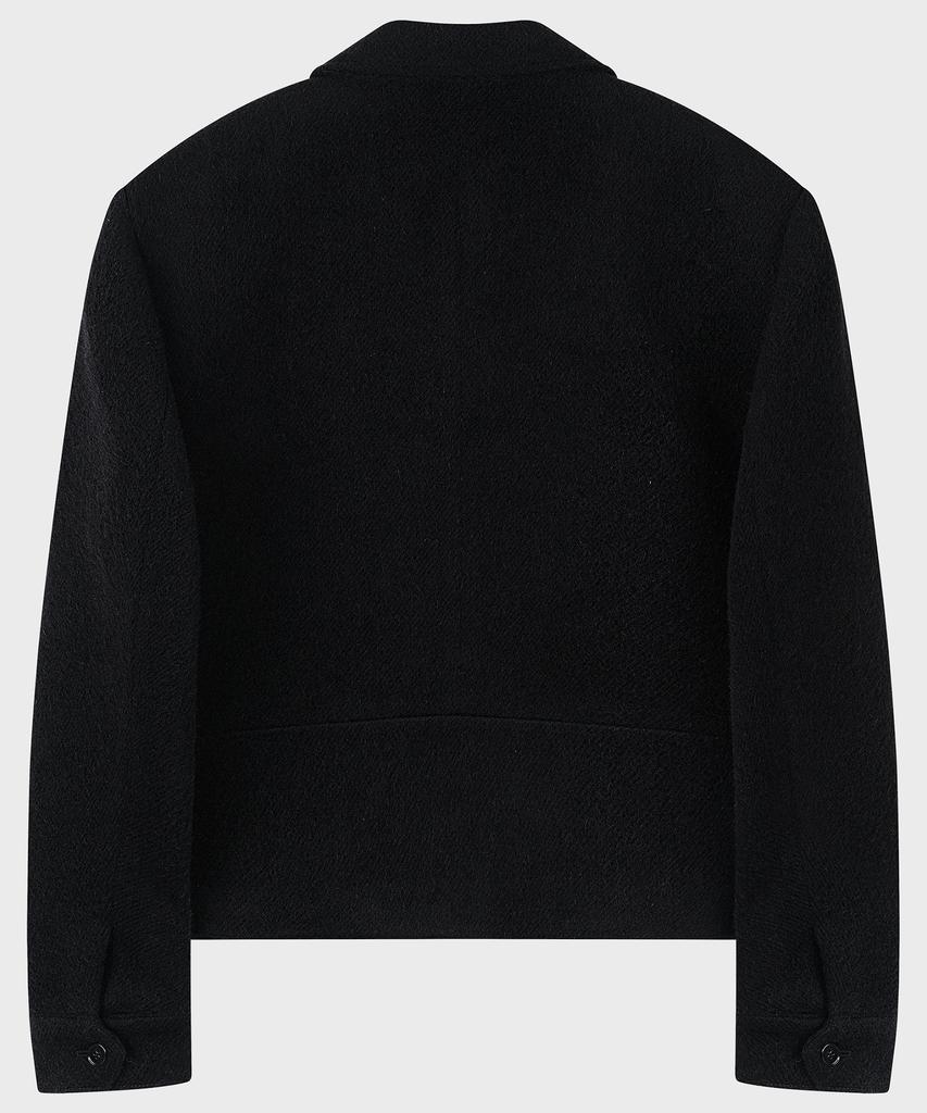 Noirer Alpaca Crop Zip-Up Jacket (Black)