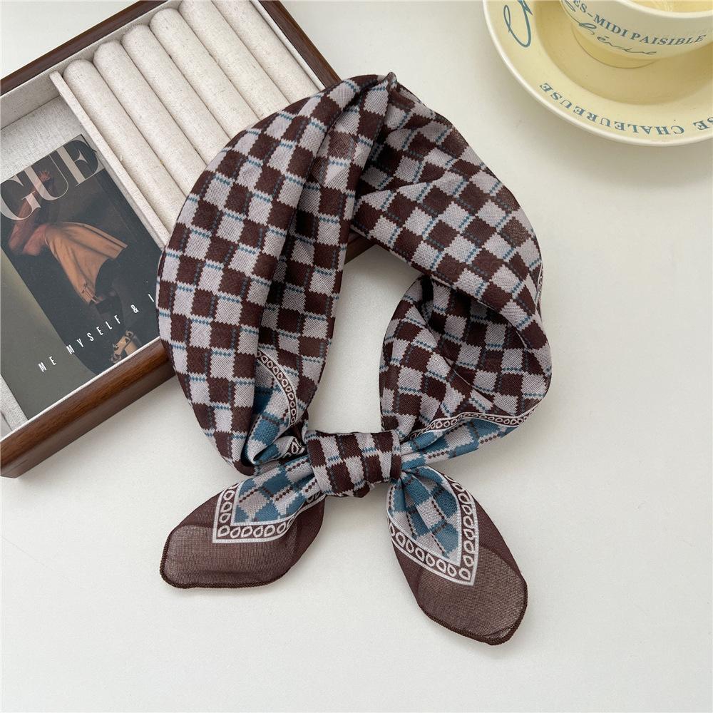 Liten fyrkantig scarf i bomull och linne Sidenhalsduk Dam Vår och höst Ny stil Konstnärlig och mångsidig Mode Temperament Huvudband Scarf