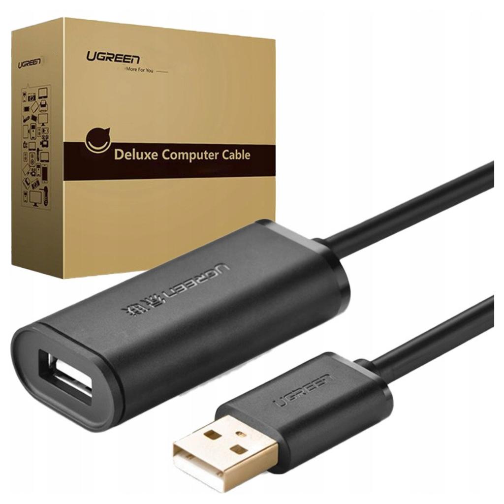 Kabel Przedłużający Usb 2.0 Ugreen Us121, Aktywny, 5M (Czarny)