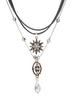 Dark Gothic cross fringed necklace multi-layered beaded necklace fashionable Spice Girl necklace