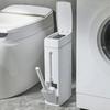 Ultra thin trash can suitable for narrow spaces, equipped with cleaning supplies, lid, and toilet brush - perfect for bathrooms