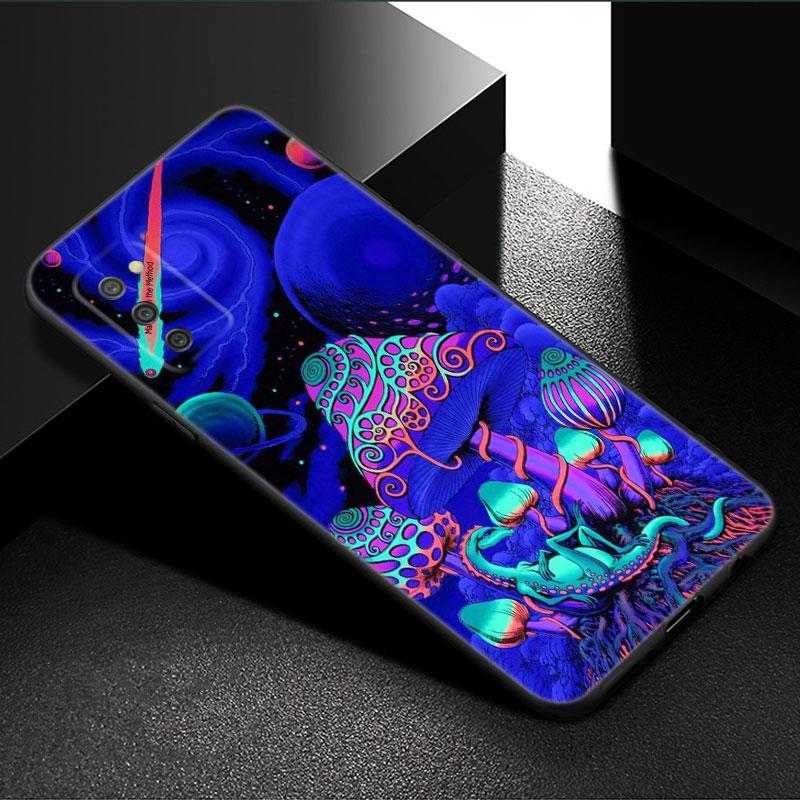 Aesthetic Trippy Mushrooms Phone Case For Samsung Galaxy A01 A03 Core A04 E A02 A05 A10 A20 A21 A30 A50 S A6 A8 + A7 Black Cover