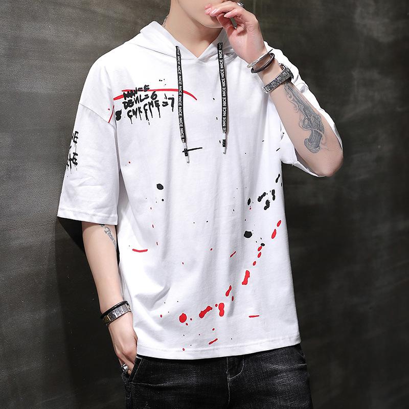 Men's Fashionable Printed Hooded T-shirt