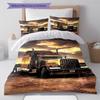 Truck Pattern Bedding Quilt Set Quilt Cover Pillowcase Home Decoration Gift (1 * Duvet Cover + 2 * Pillowcase, Without Core)