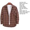 Men Autumn Shirt Plaid Print Contrast Colors Turn-down Collar Lapel Korean Style Single-breasted Loose Pocket Soft Patchwork Spring Shirt Daily Wear