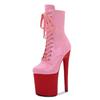Shoes Women's Patent Leather Short Boots - 20cm Ultra High Heel with Platform, for Pole Dance, Runway, Nightclub - 26 Color Choose