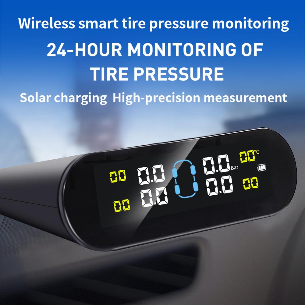 New Solar Power Wireless TPMS Car Tire Pressure Alarm Monitor System Auto Security Alarm Systems 4 Wheel Tyre Pressure Monitor