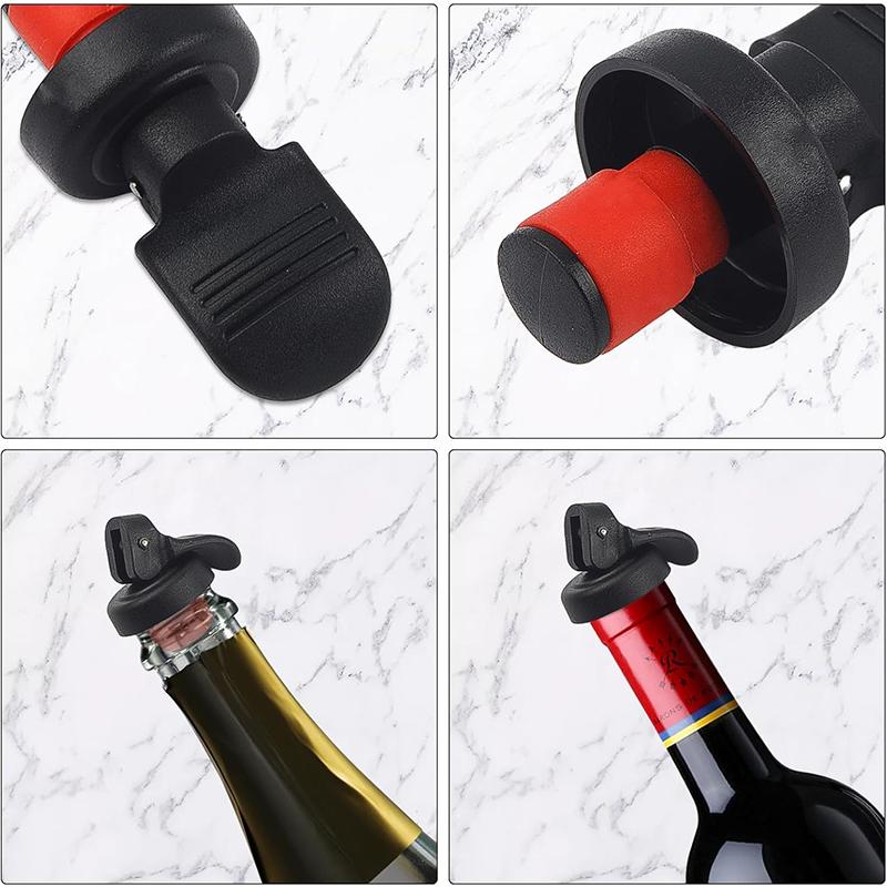6 Stück Weinverschluss Wiederverwendbare Kunststoff-Weinkorken Flaschenverschlüsse Champagnerverschlüsse mit luftdichter Abdichtung JT550