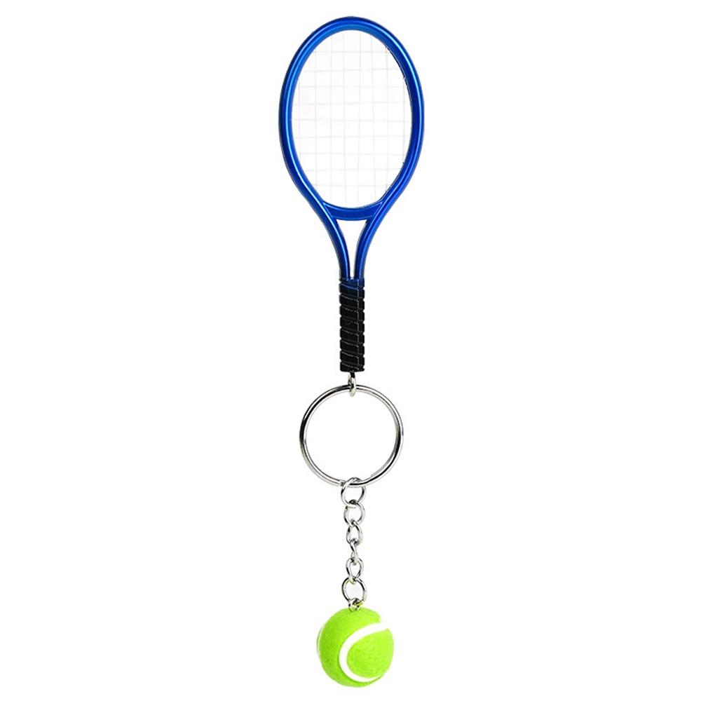 Decoration Tennis Ball Keychain Ornament Racquet Keyring Gift Tennis Keyring синий